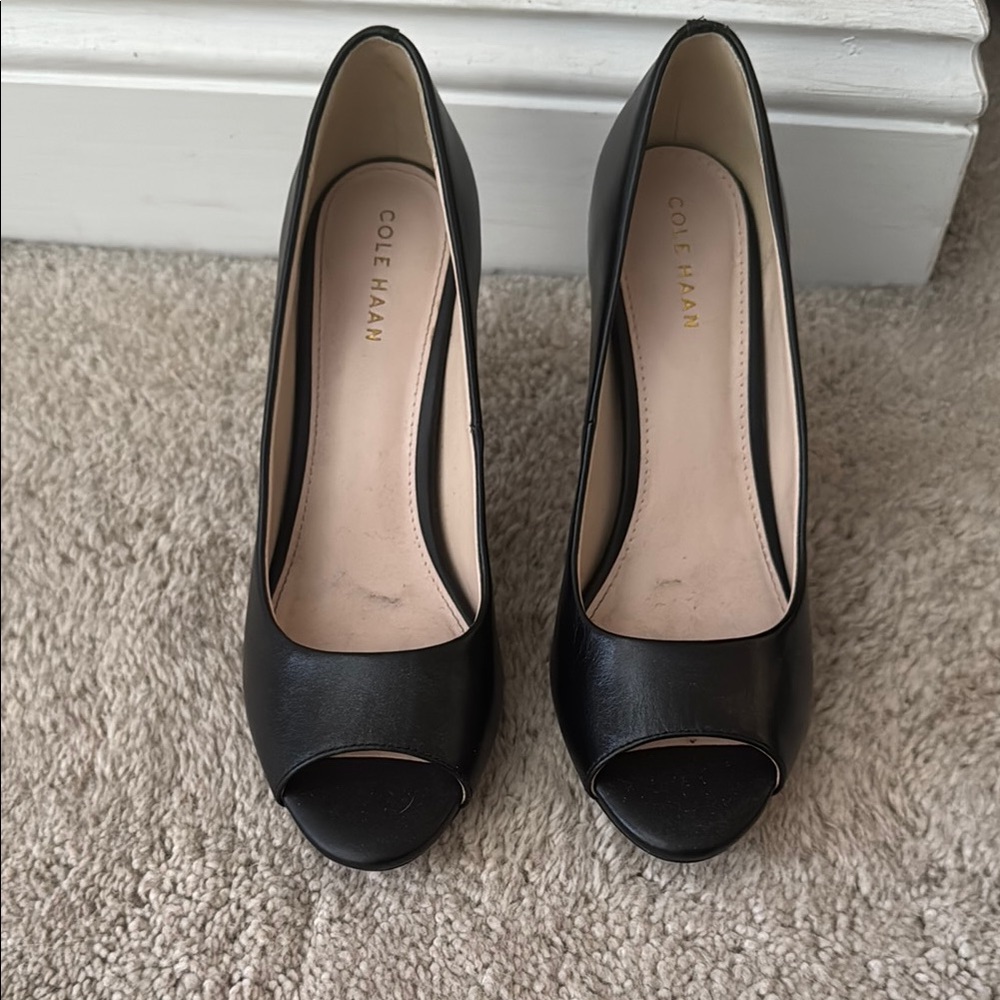 Cole Haan Black Peep Toe Heels